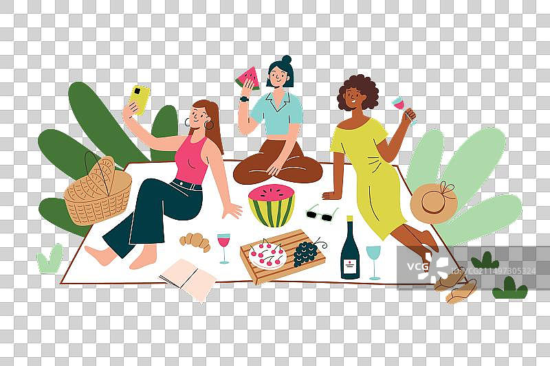 享受夏季野餐的快乐女性图片素材