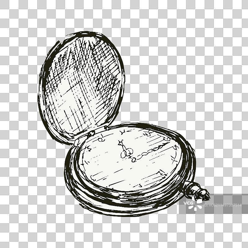 手绘复古绅士手表草图图片素材