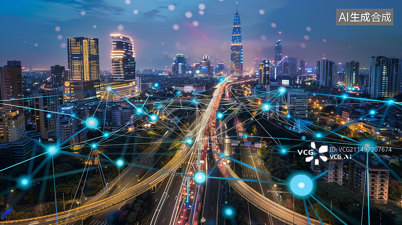 【AI数字艺术】未来信息化城市背景素材图片素材