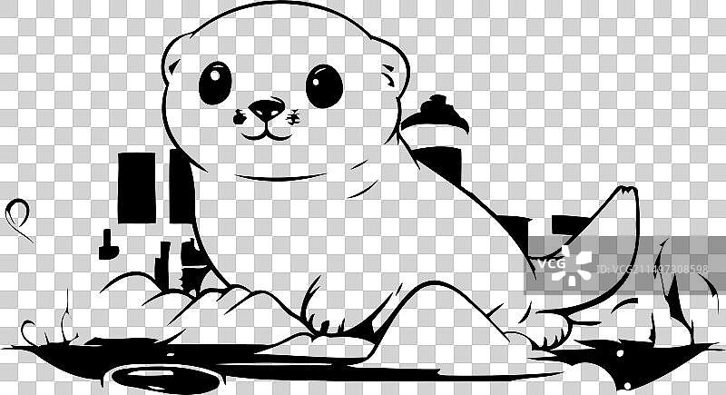 河岸上的可爱小海豹图片素材