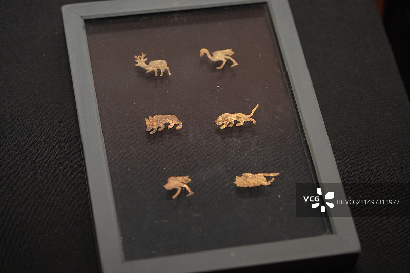 杨家山墓兽形金箔 湖南省博图片素材