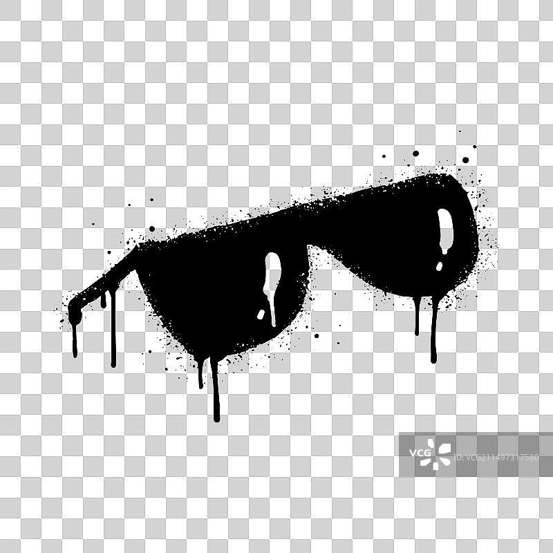 黑色眼镜图标的喷绘涂鸦图片素材