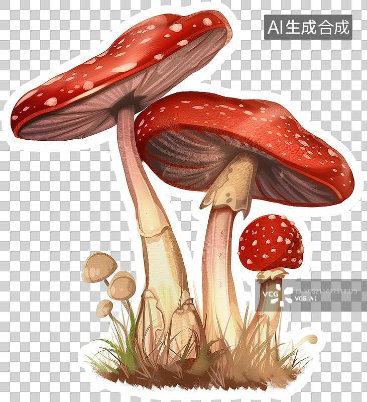 【AI数字艺术】手绘风卡通红色蘑菇KT板图片素材