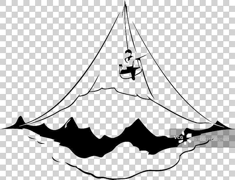 白色背景上的海上悬挂式滑翔机图片素材