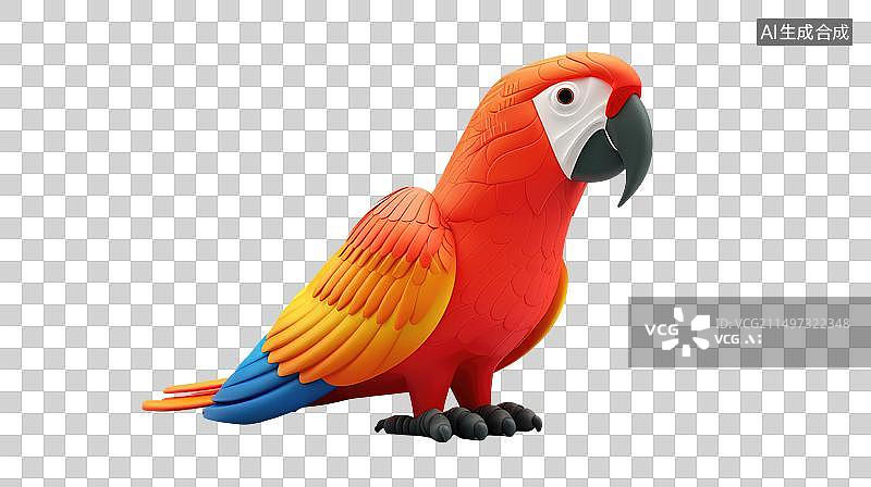 【AI数字艺术】黏土材质小鹦鹉图片素材