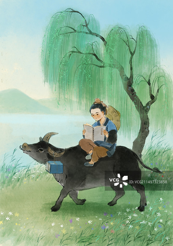 成语牛角挂书李密图片素材