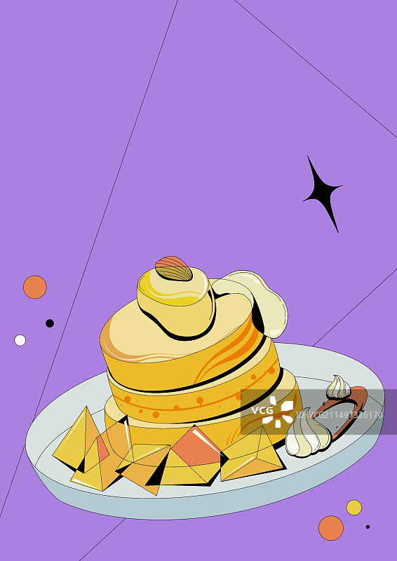 芒果舒芙蕾法式甜品美食插画图片素材