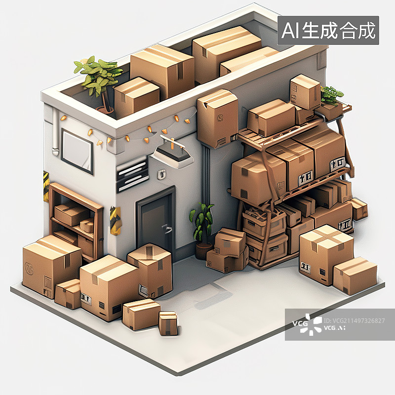 【AI数字艺术】快递驿站3D场景图片素材