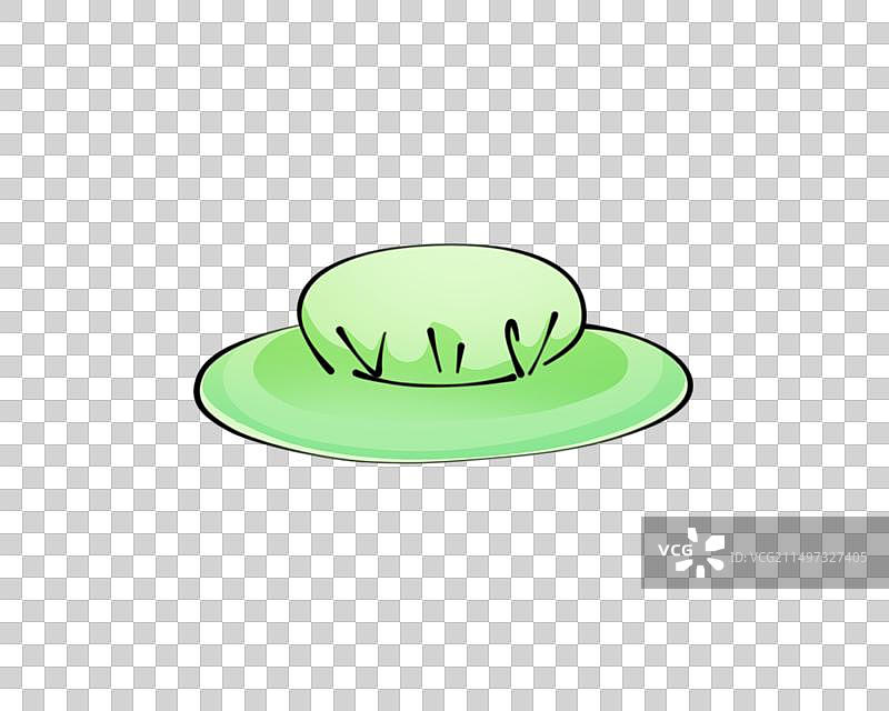 绿色小圆帽子，清新卡通夏季系列素材图片素材