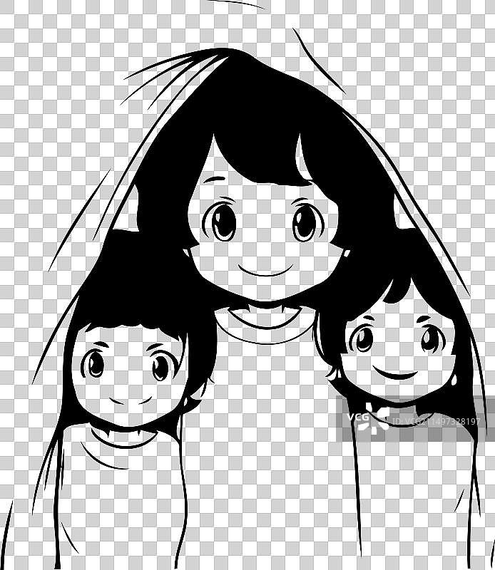 黄色背景上的幸福家庭图片素材