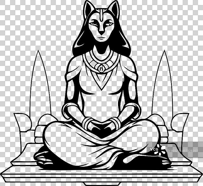 埃及女神杜尔迦坐在莲花座上图片素材