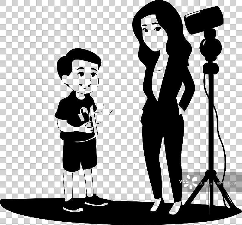 电视节目主持人与男孩图片素材