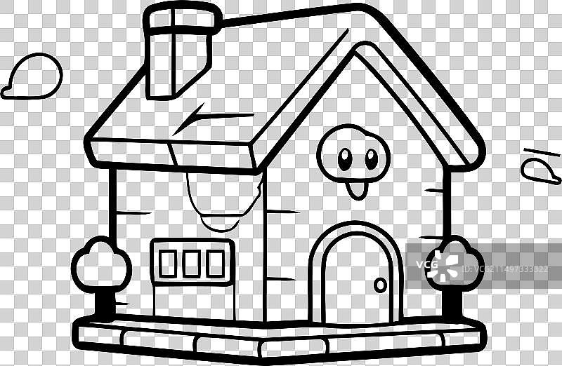 卡通可爱绿色屋顶房屋图片素材