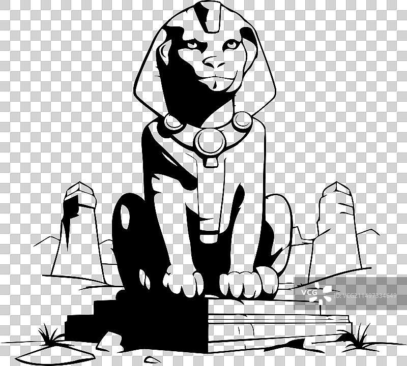 卡通风格的沙漠狮身人面像图片素材