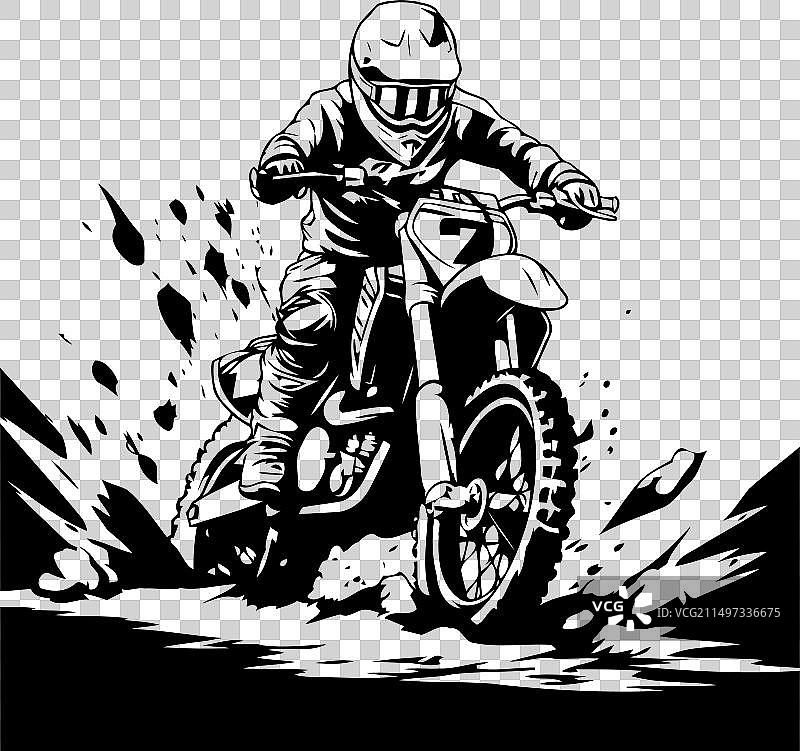 复古风格的摩托车越野赛车手图片素材