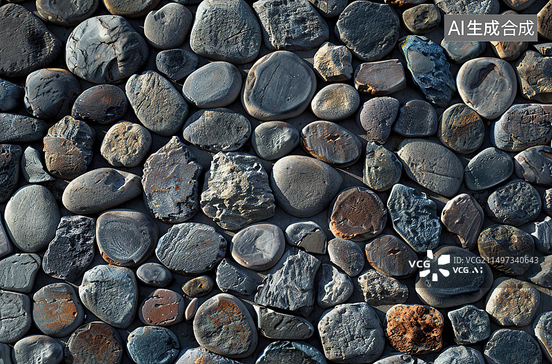 【AI数字艺术】鹅卵石人行道全帧拍摄图片素材