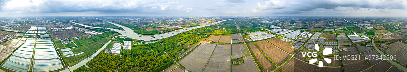 上海松江区泖港镇全景航拍 黄浦江和乡村振兴 临港黄桥智汇园产业园区 农村宅基地改革 沪昆高铁图片素材