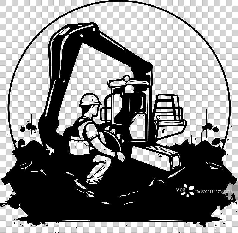 施工现场挖掘机图标图片素材