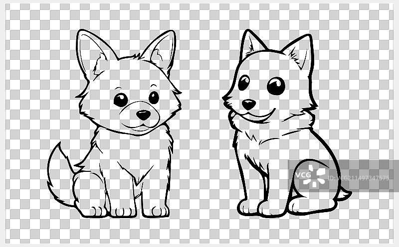 手绘猫狗涂鸦剪贴画图片素材