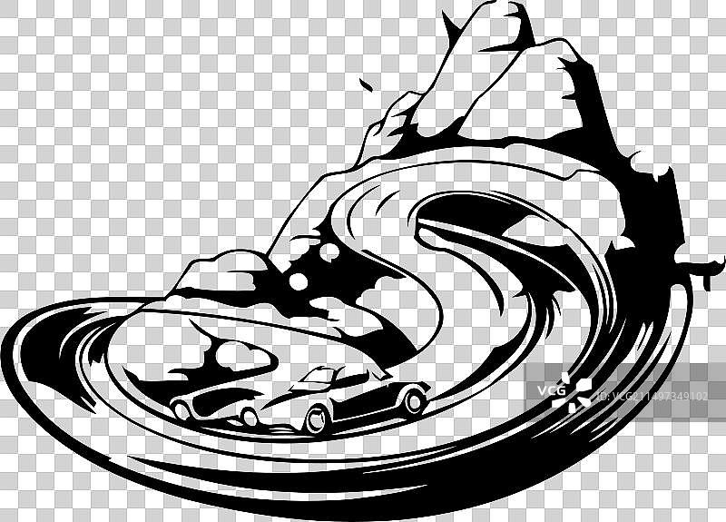 复古风格山区道路上的汽车图片素材