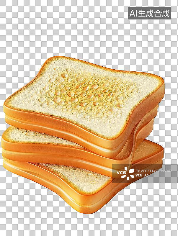 【AI数字艺术】3d立体早餐面包片吐司切片免抠元素图片素材