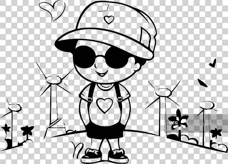 戴帽子和太阳镜的男孩图片素材