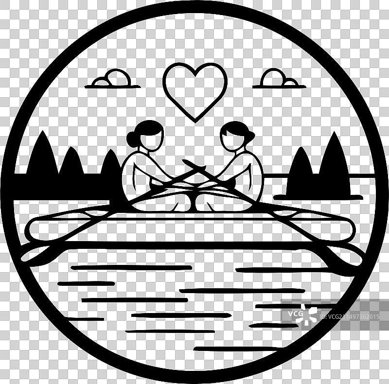 情侣在河上划船图片素材