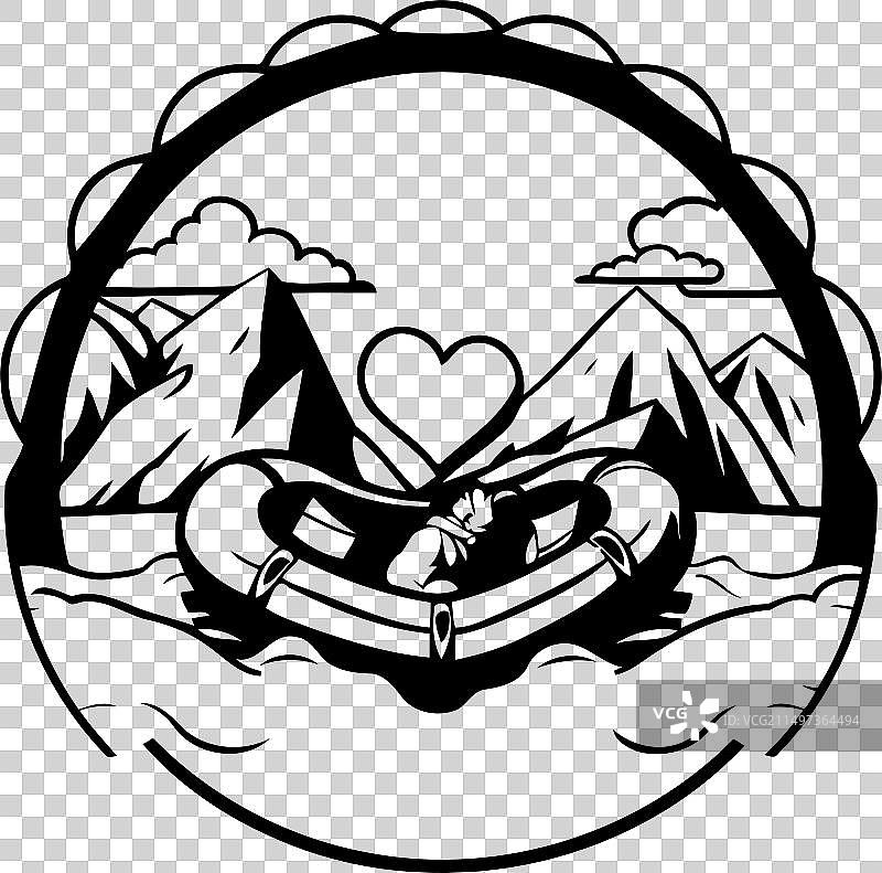 男人漂浮在心形充气游泳圈上图片素材