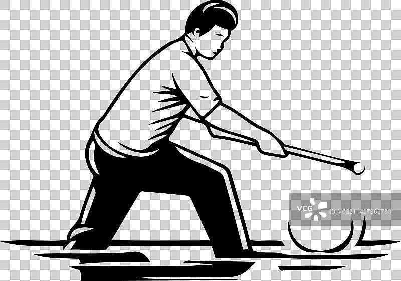 复古风格高尔夫球手击球图片素材