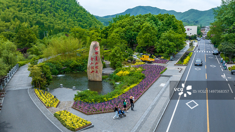 浙江湖州安吉县余村航拍图图片素材
