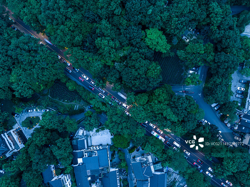 浙江杭州西湖景区航拍图图片素材