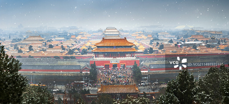 初春的雨雪故宫博物院图片素材