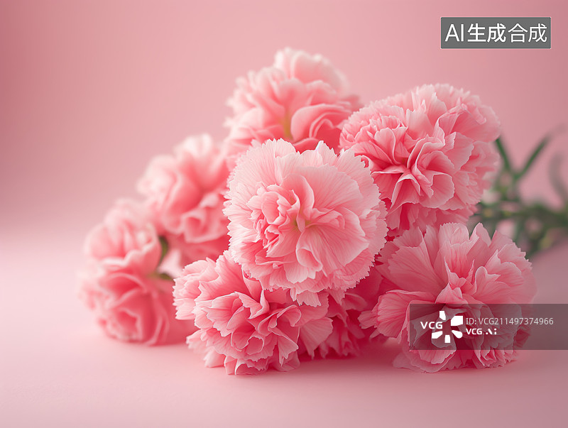 【AI数字艺术】粉色背景下的一束康乃馨花朵图片素材