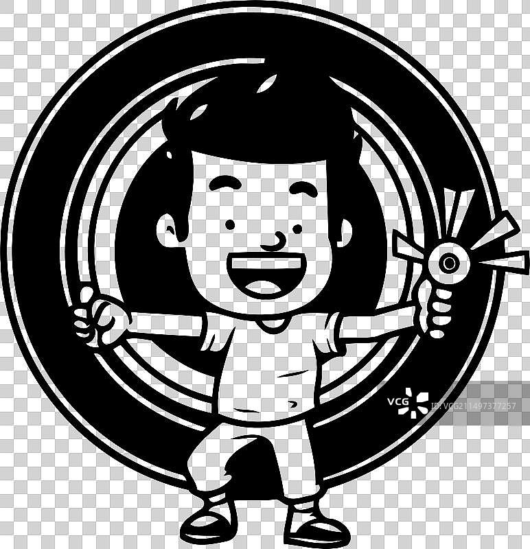 男孩拿着螺丝刀并竖起大拇指图片素材