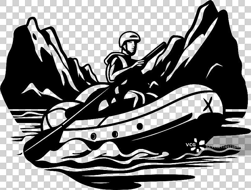 山间皮划艇运动的男人图片素材