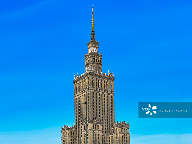 华沙市地标科学文化宫俯视图图片素材