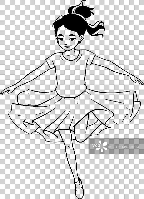 穿着白色连衣裙跳芭蕾舞的美丽女孩图片素材