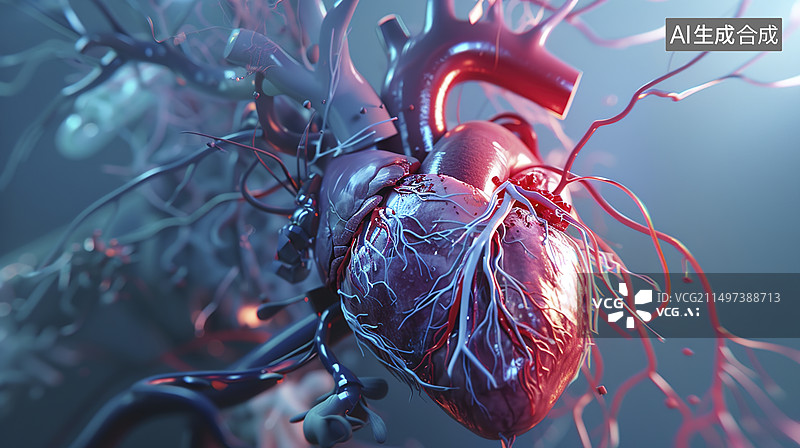 【AI数字艺术】心脏病医学影像科技背景图片素材
