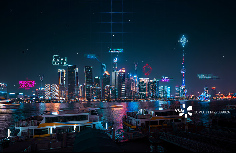 上海城市背景人工智能图片素材