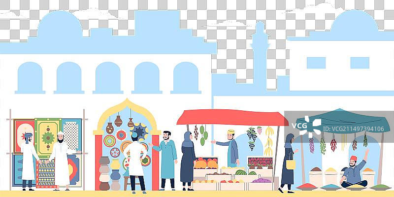 城市东部市场的异国情调交易图片素材