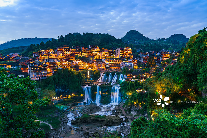 芙蓉镇夜景图片素材