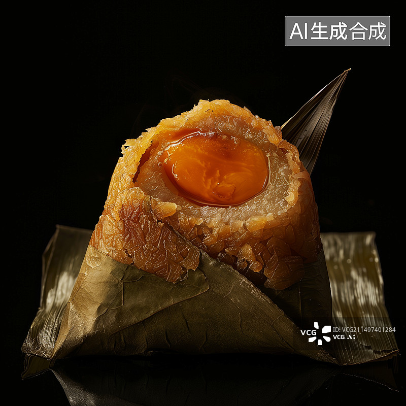【AI数字艺术】深底上的蛋黄糯米粽子图片素材