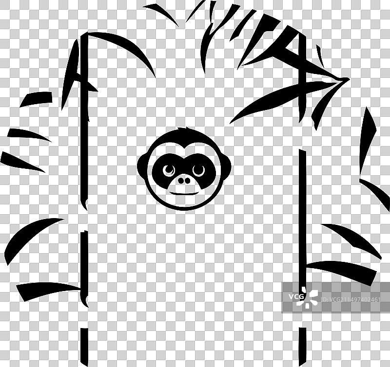 扁平风格的长臂猿坐在秋千上图片素材