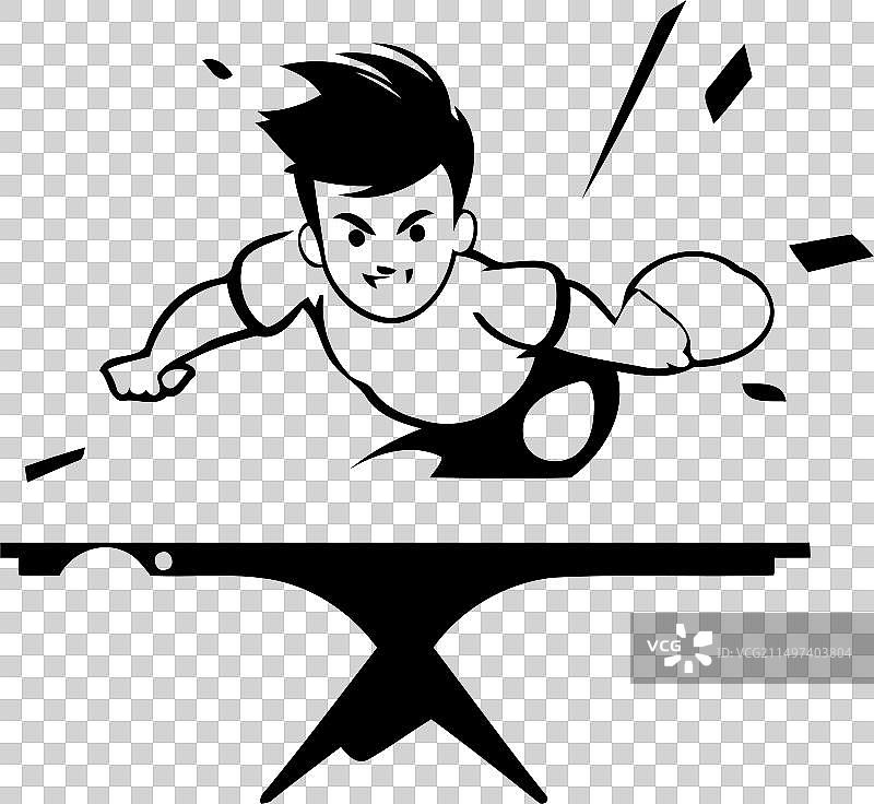 卡通风格的男孩打乒乓球图片素材