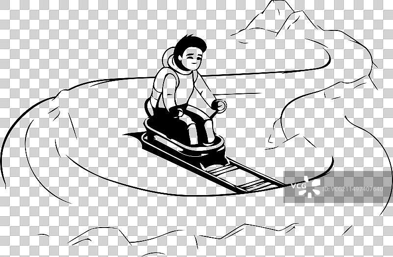 男人在冰面上驾驶雪地摩托图片素材