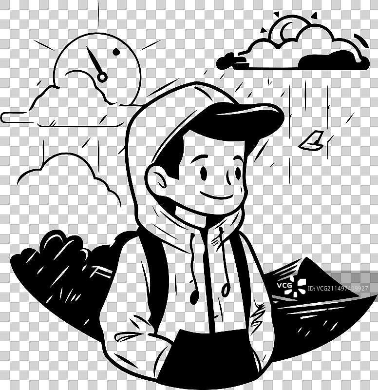 穿雨衣的男人站在顶端图片素材