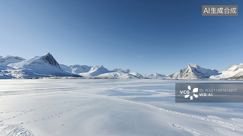 【AI数字艺术】蓝色雪山冰面背景图图片素材