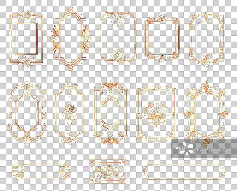 装饰艺术风格的金色奢华卡通边框图片素材