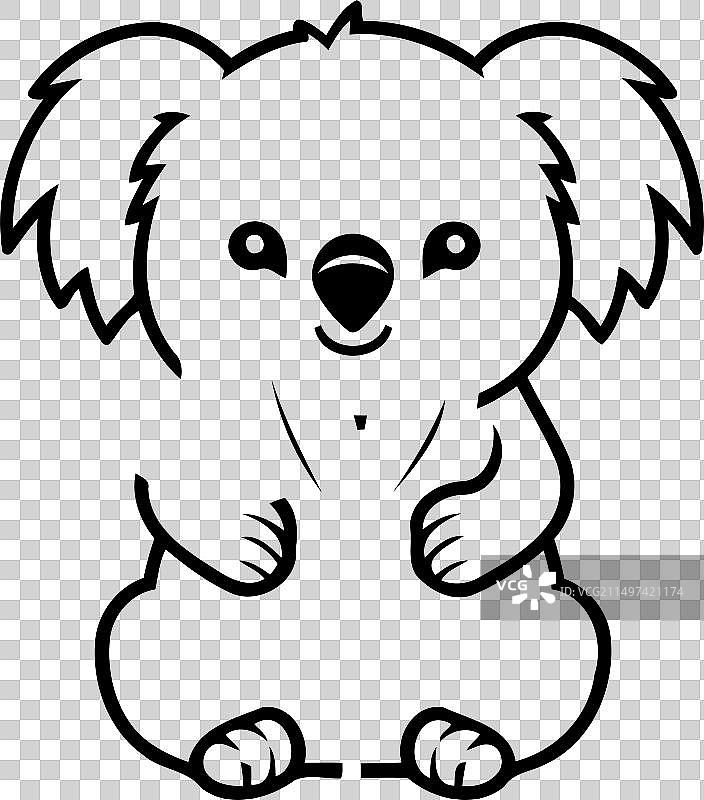 抱着树叶的可爱考拉卡通形象图片素材