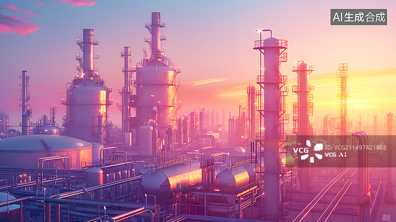 【AI数字艺术】AIGC：管道，炼油厂，石油工业图片素材